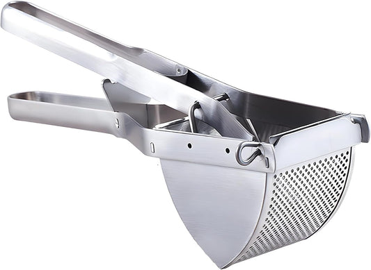 Stainless Steel Potato Ricer, Large Potato Masher, Rust-Resistant Kitchen Tool with Ergonomic and Non-Slip Handle, Versatile Food Masher for Various Ingredients