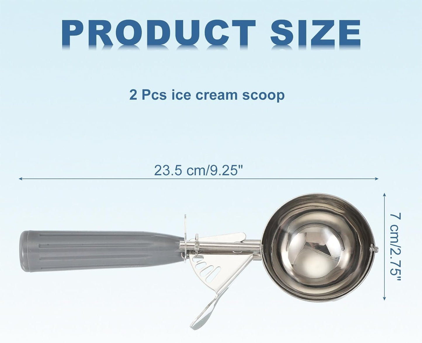 uxcell 2 Pcs Cookie Scoops, Ice Cream Scoop with Trigger for Baking Cookie Dough Rice Pudding Kitchen Gadget, Gray