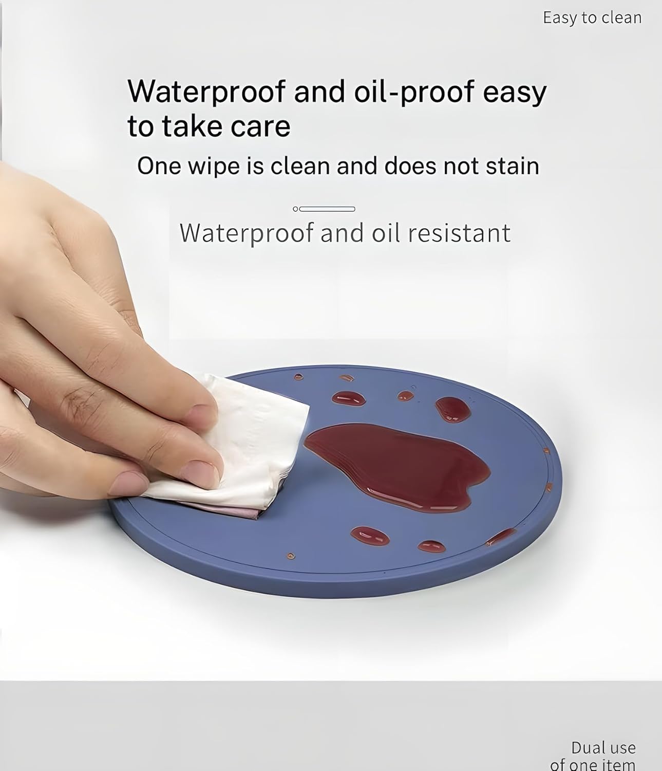 5-Pack Silicone Trivet Mats for Hot Pots, Pans & Dishes – Non-Slip Heat Resistant Round Placemats, Kitchen Counter Protectors & Coasters (Home Essentials Fog Blue 6.3"*6.3"*0.24")