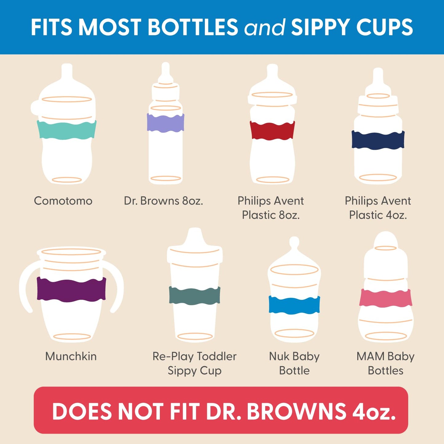 InchBug Orbit Labels - Baby Bottle Name Labels for Daycare, Sippy Cup Bands - Engraved Silicone, Reusable, Dishwasher Safe, White Contrasting Personalization, 4-Pack (Flamingo Pink)