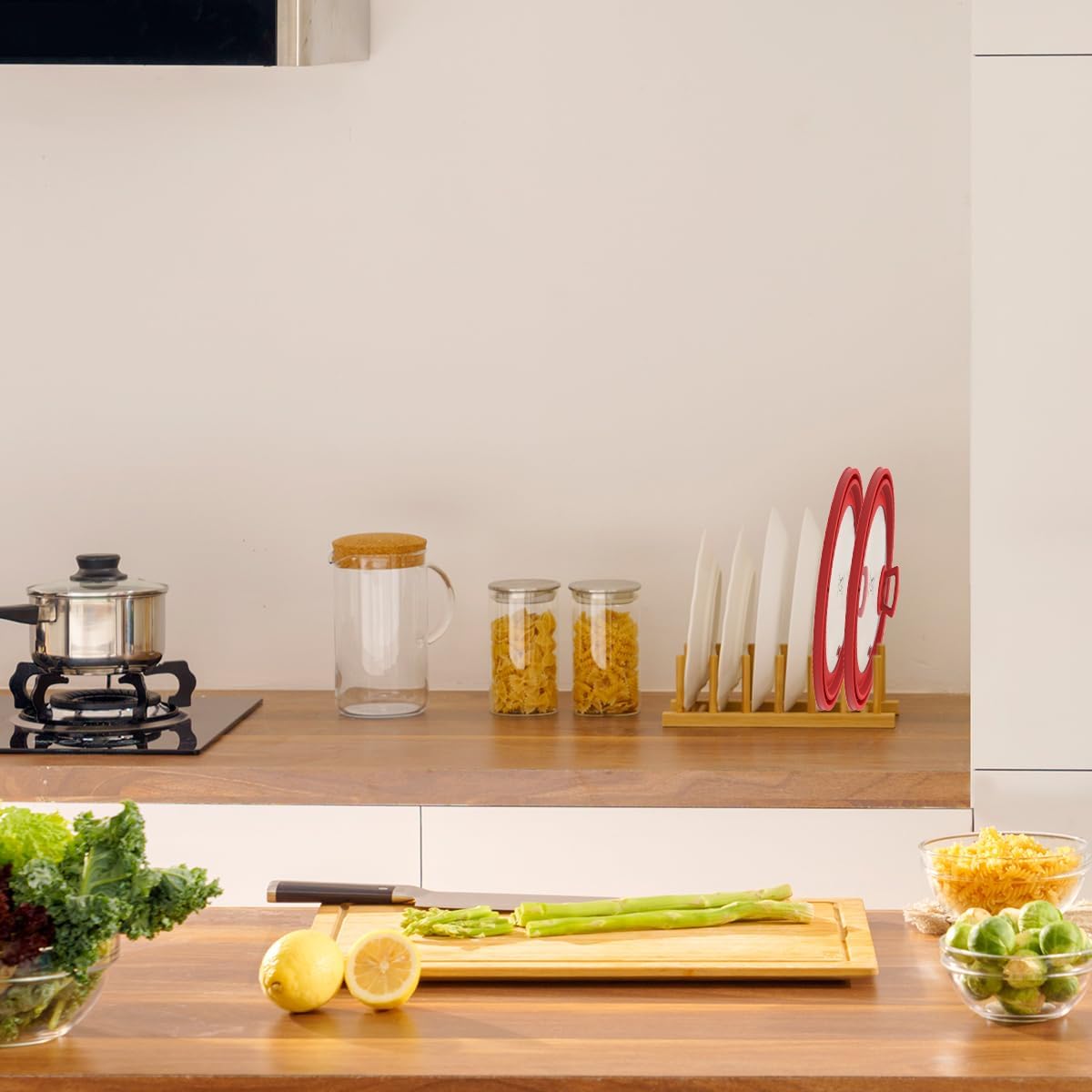 Microwave Splatter Cover Vented Glass Splatter Guard Lid with Collapsible Silicone for Food as Pot Cover Plate 10.8 inch