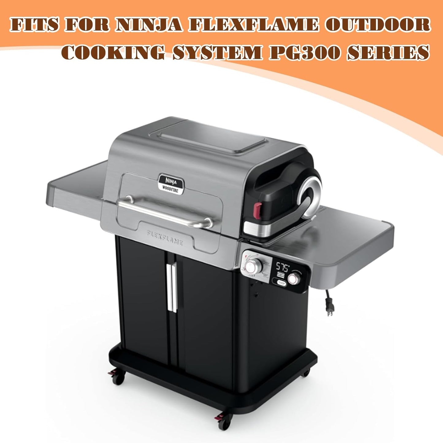 XSKFULGRIDLE Full-Size Griddle Replacement Parts for Ninja FlexFlame PG300 Series, Carbon Steel Griddle Insert with Grease Drain and handle for Ninja FlexFlame Grills Accessories, 24" L x 17" W