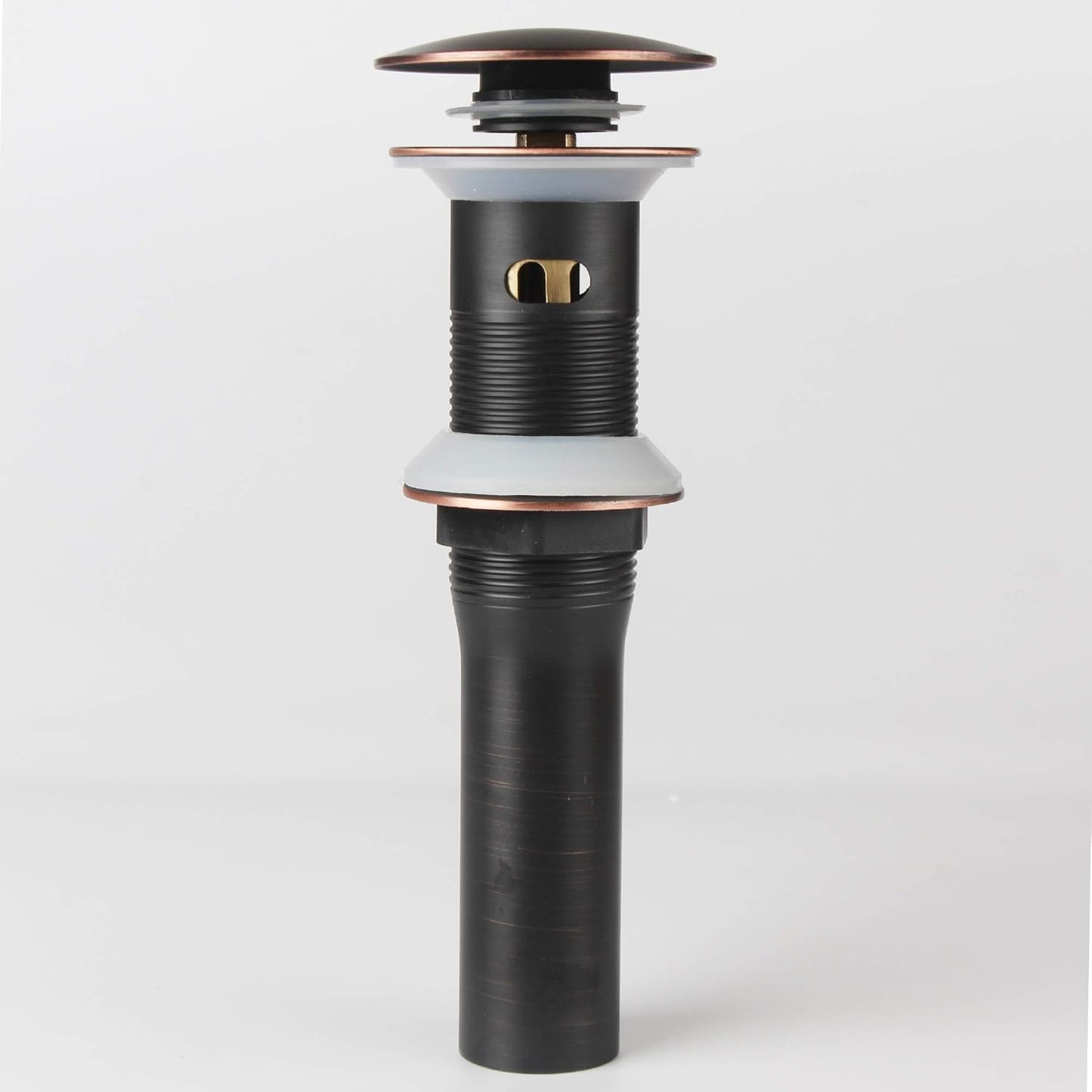 Oil Rubbed Bronze Pop Up Sink Drain, Vanity Bathroom Vessel Lavatory Faucet Detachable Basket Drain Stopper, ORB with Overflow