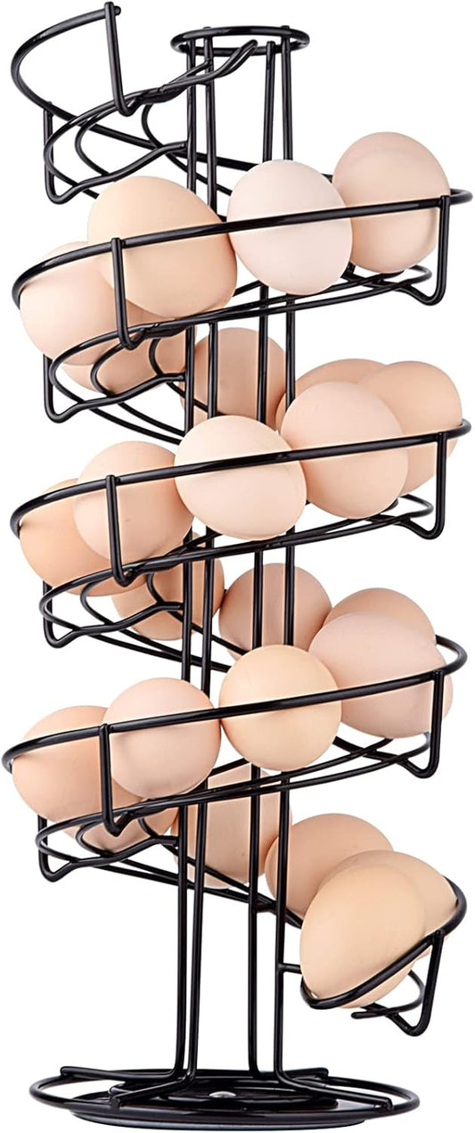 Toplife Spiral Design Metal Egg Skelter Dispenser Rack, Storage Display Rack, Black