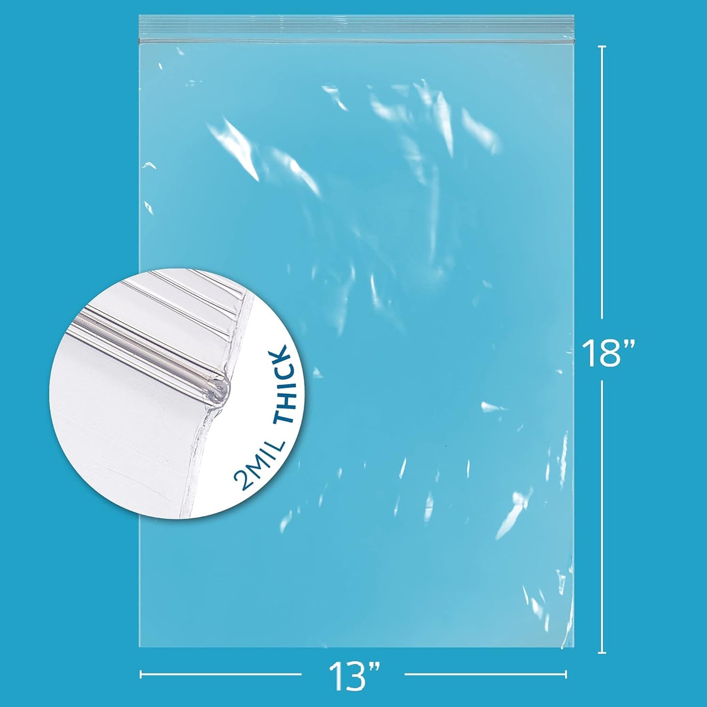 GPI PACK Of 500, 13" x 18" CLEAR PLASTIC RECLOSABLE ZIP BAGS - Bulk 2 mil Thick Strong & Durable Poly Baggies With Resealable Zip Top Lock For Travel, Storage, Packaging & Shipping