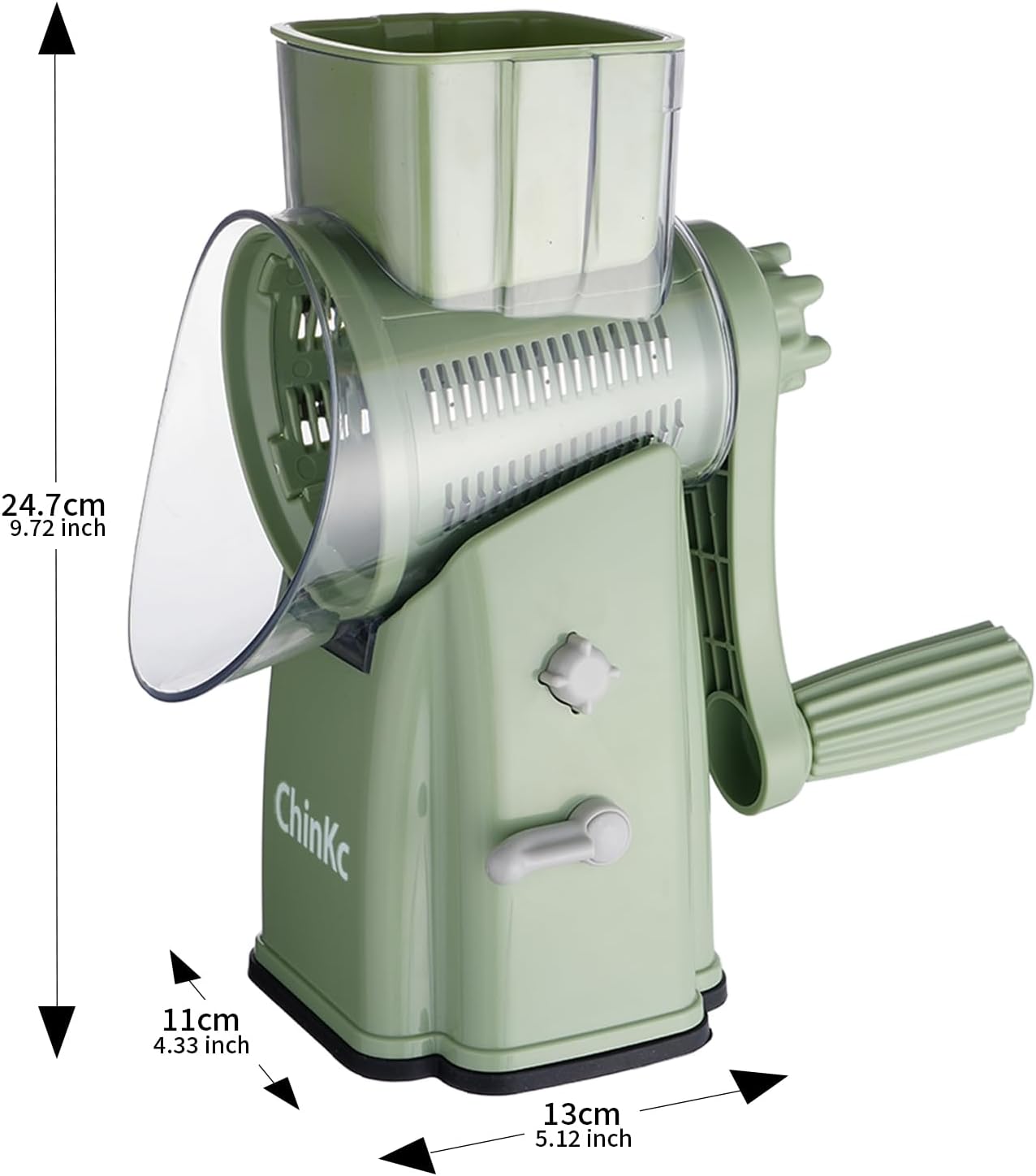 Rotary Cheese Grater Shredder - Upgraded 5 in 1 Cheese Grater with Handle and Strong Suction Base, Multi-purpose Julienne Slicer Ice Shaver Nuts Grinder for Ice, Vegetables, Fruit, Nuts