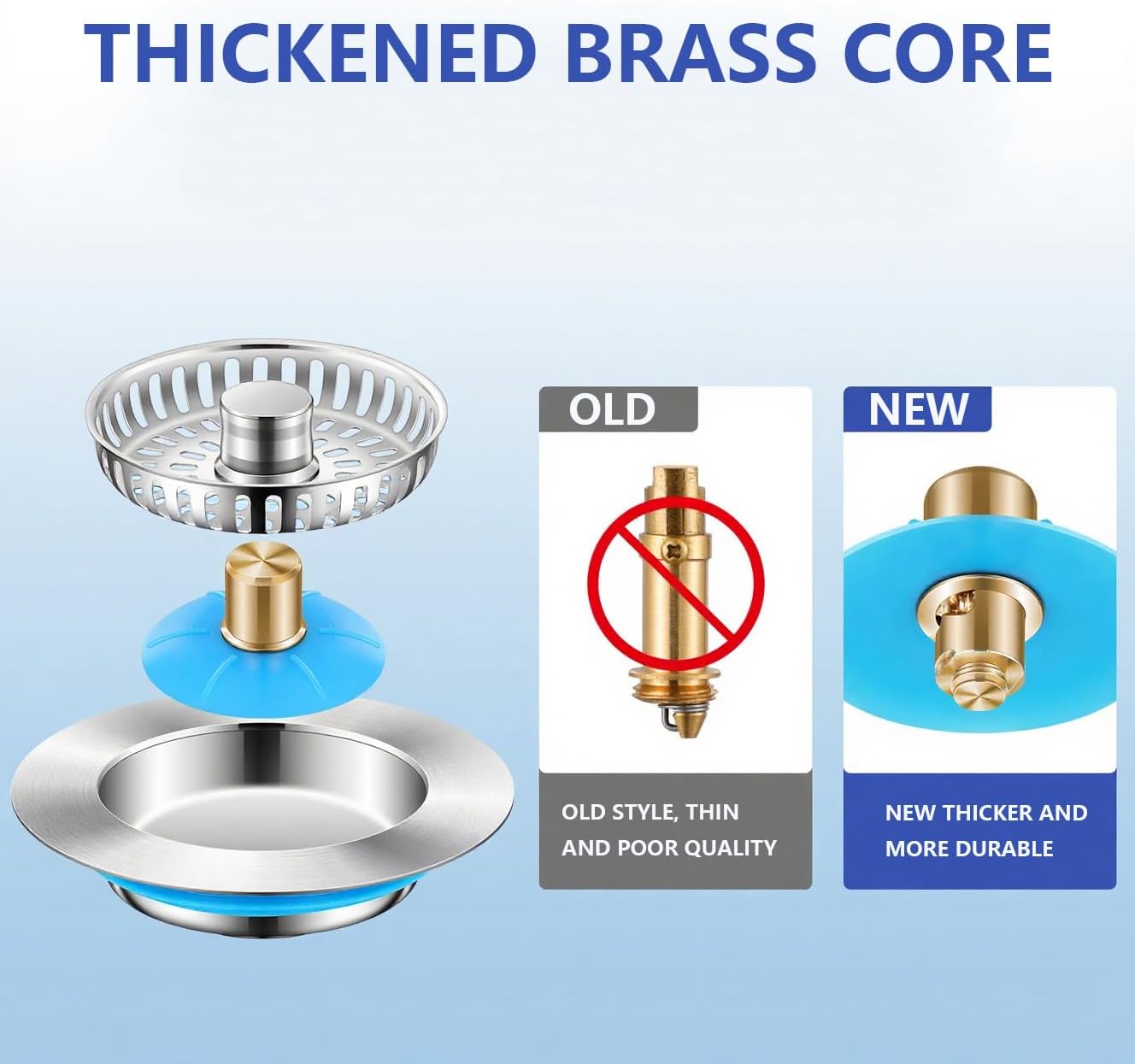 3-in-1 Kitchen Sink Drain Strainer Stopper,Stainless Steel Sink Stopper, Anti-Clogging Sink Food Catcher Basket,Universal Sink Protector Cover for Standard 3-1/2 Inch Drain