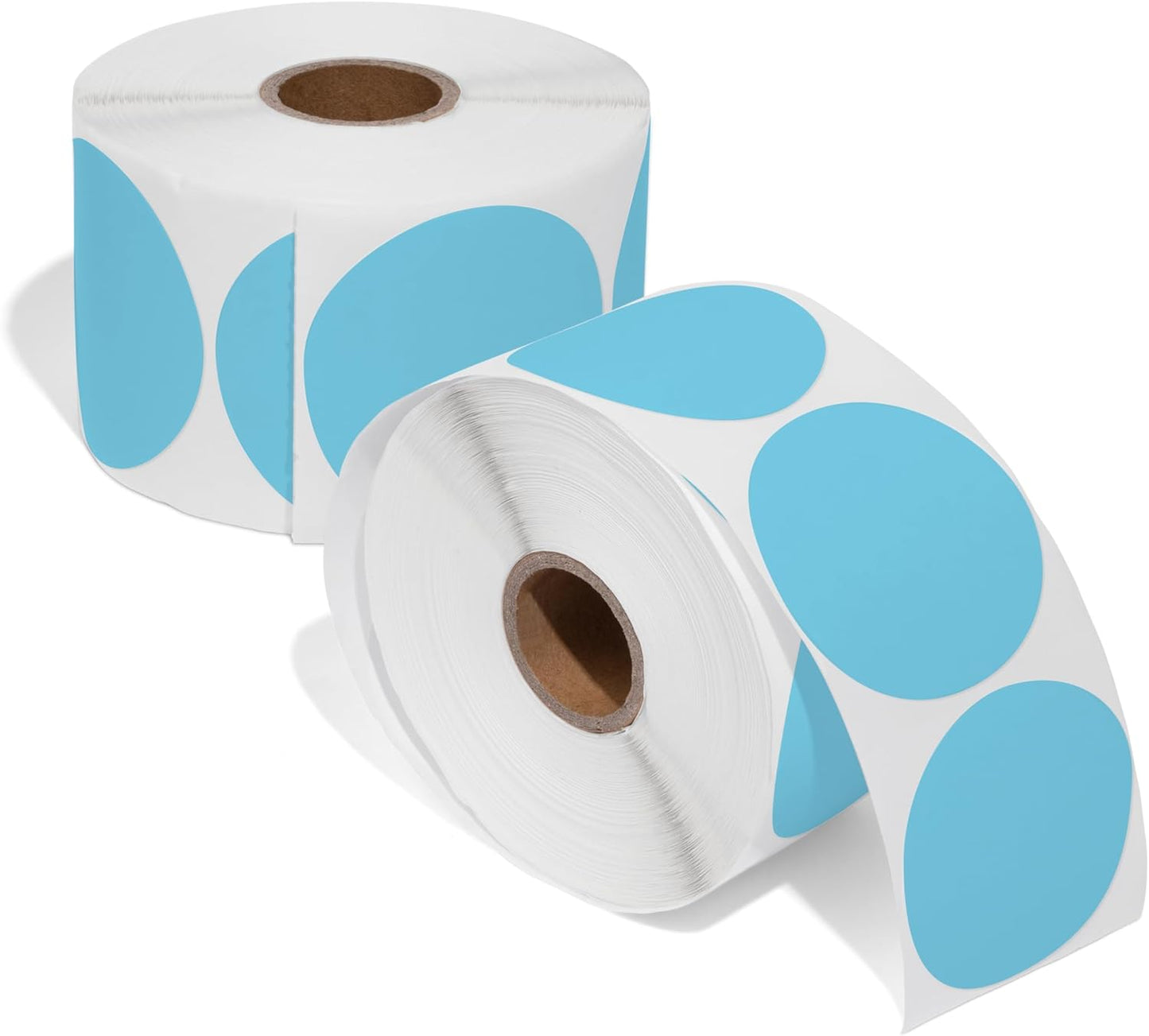 Spartan Industrial 2" Round Direct Thermal Blue Labels | Perforated Custom Circle Logo Stickers - Works with Rollo, Zebra, MUNBYN Desktop Printers - 2 Rolls, 750/Roll