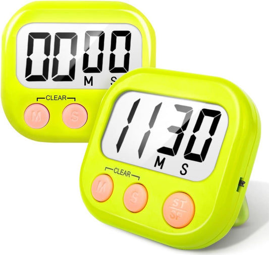 2 Pack Kitchen Timers Loud Ring Digital Timers for Cooking Magnetic Green