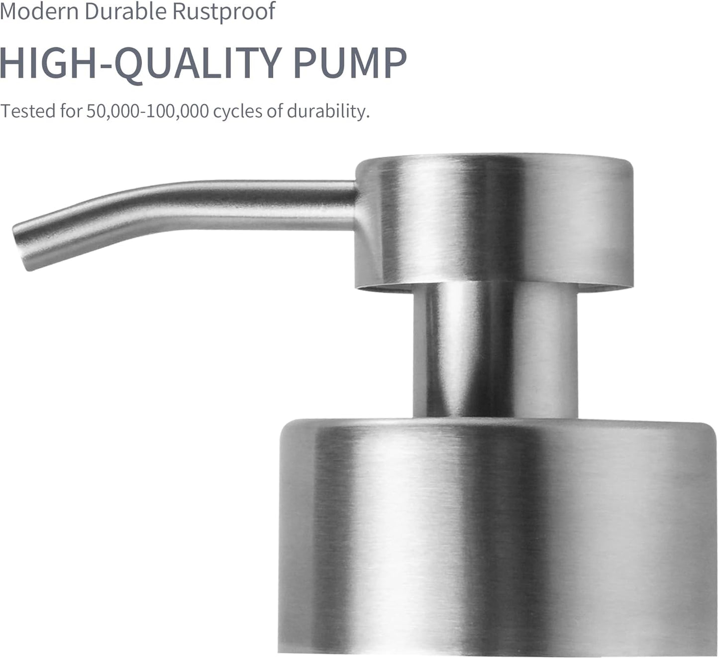 Enra Thick Glass Soap Dispenser with Stainless Steel Pump, 12oz Bathroom & Kitchen (Silver)