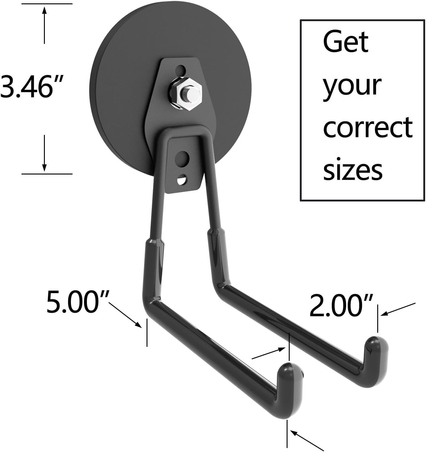 Strong Magnetic Garage Hook,Magnetic Hooks with 3.46" D Round Base - 2Pack, Large Heavy Duty Storage Utility Magnet Hooks Hanging for Metal Cabinet,Pegboard,Garage Shelve,Garden Tools