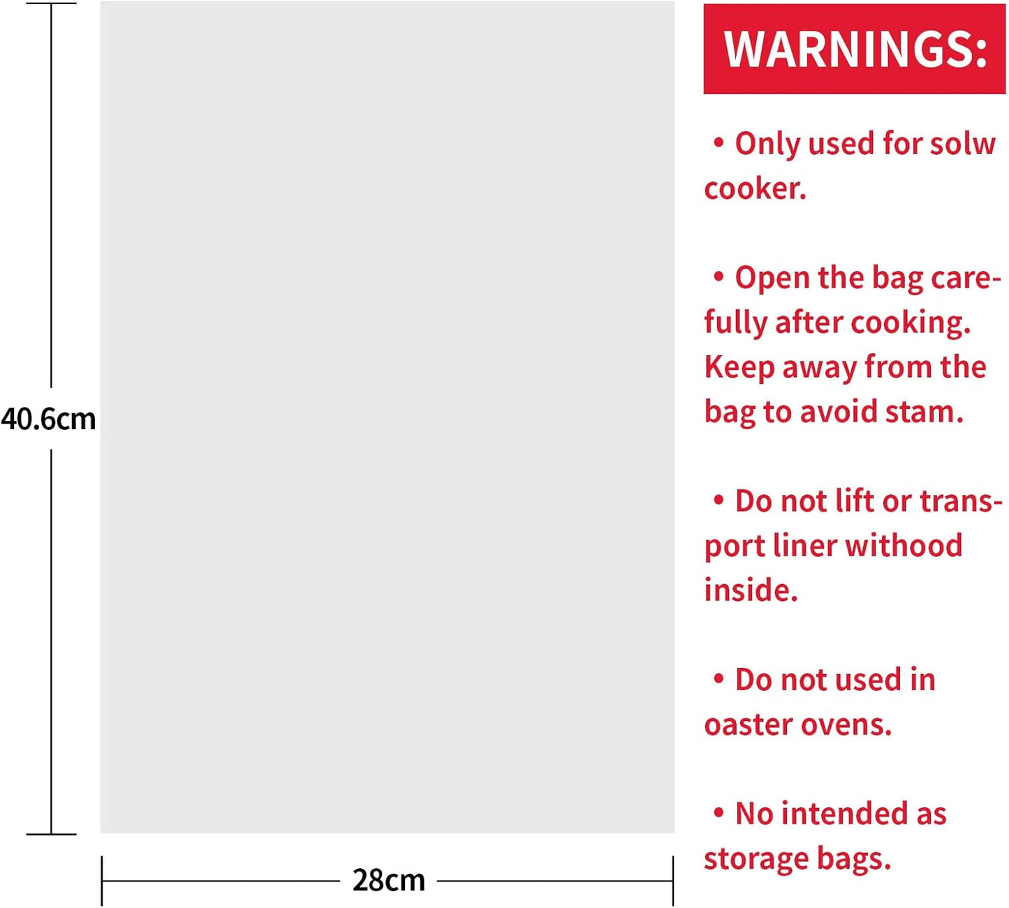 ECOOPTS Slow Cooker Liners Disposable Cooking Bags Small Size Pot Liners Fit 1QT to 3QT Suitable for Oval & Round Pot (20)