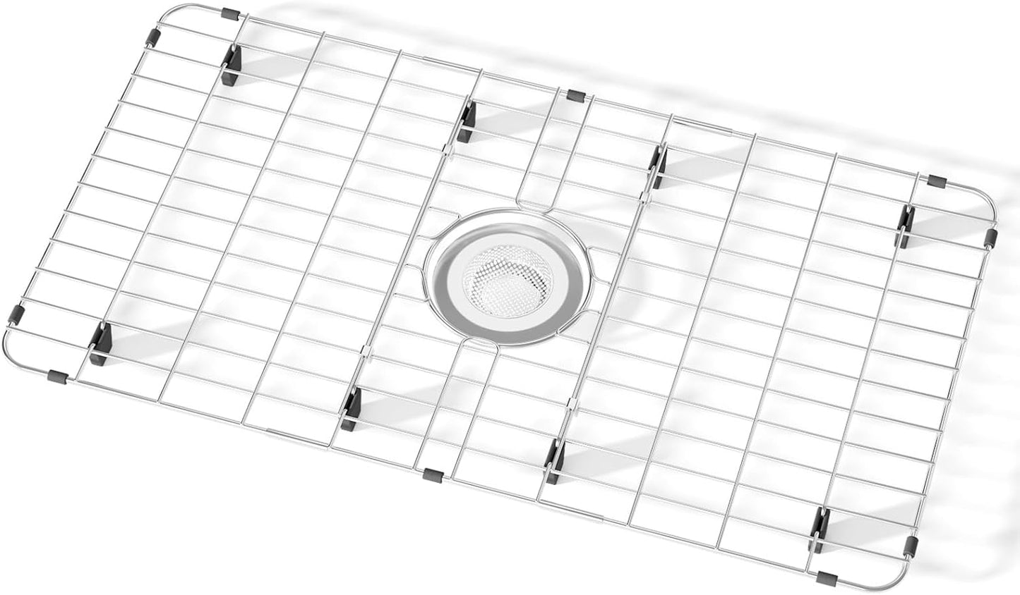 Sink Protectors for Kitchen Sink, Sink Grate Grid for Bottom of Sink, Metal Sink Rack, Bottom Basin Rack, Stainless Steel, 28" x 15"