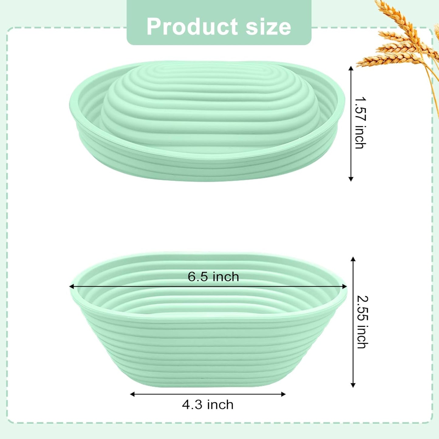 Silicone Banneton, Sourdough Bread Baskets (Set of 5, 6.5 Inch), Mini Oval Proofing Bowls, Bread Making Baking Supplies, Banneton proofing basket for Sourdough Baking