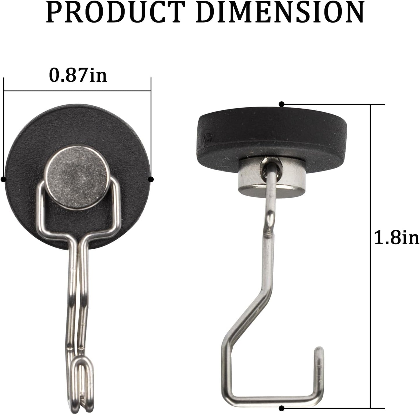 Rubber Coated Magnetic Hooks for Cruise Ship Cabin,Kitchen,Garage,Classroom and Office Waterproof Heavy Duty Metal Hangers with Increased Friction and Anti-Scratch Protection(6, Sliver)