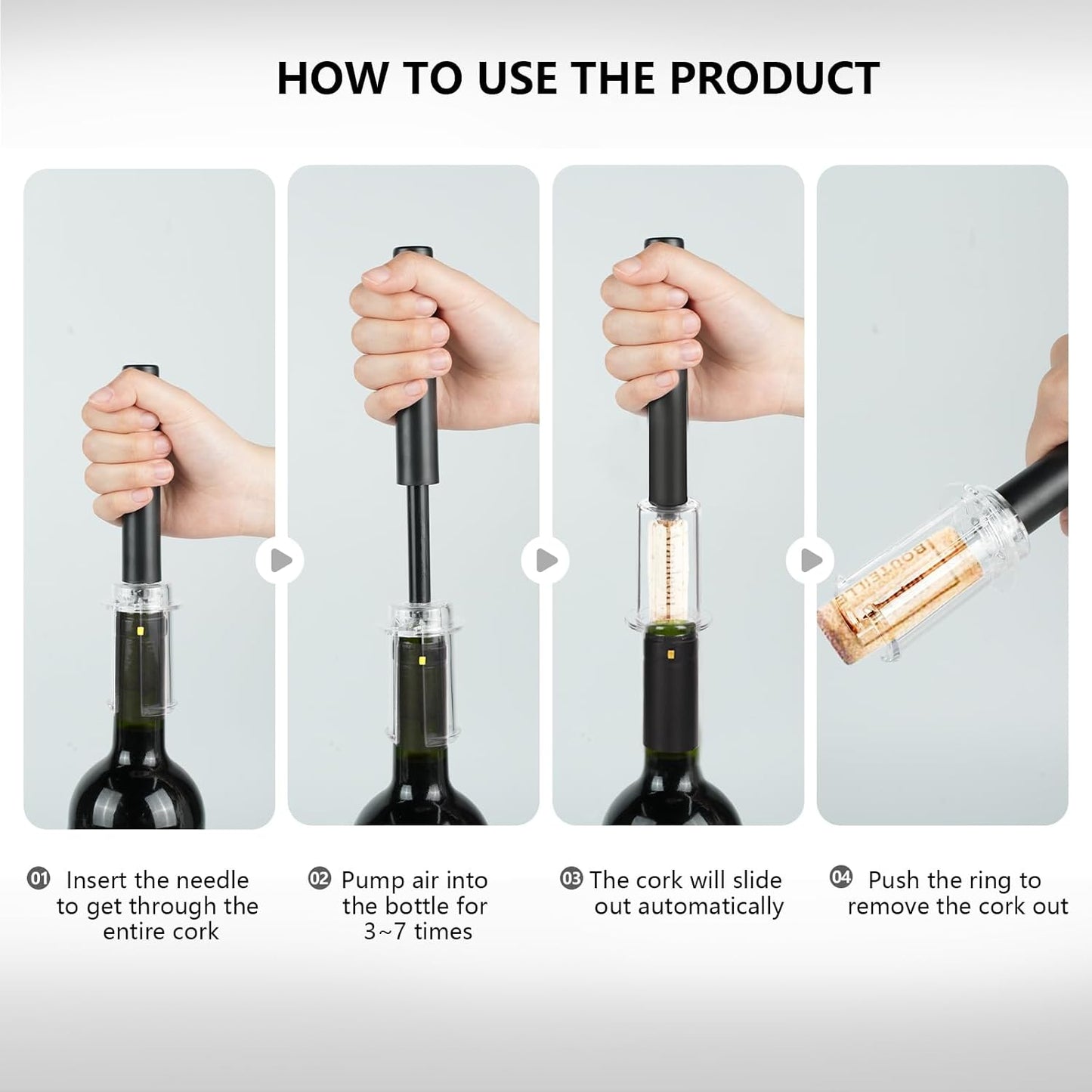 Wine Air Pressure Pump Bottle Opener Set,Simple Wine Pump Cork Remover Corkscrew,Efficient Corkscrew Bottle Opener,Easy Screw Out Tool, Perfect Wine Gift For Wine Lovers. (5)