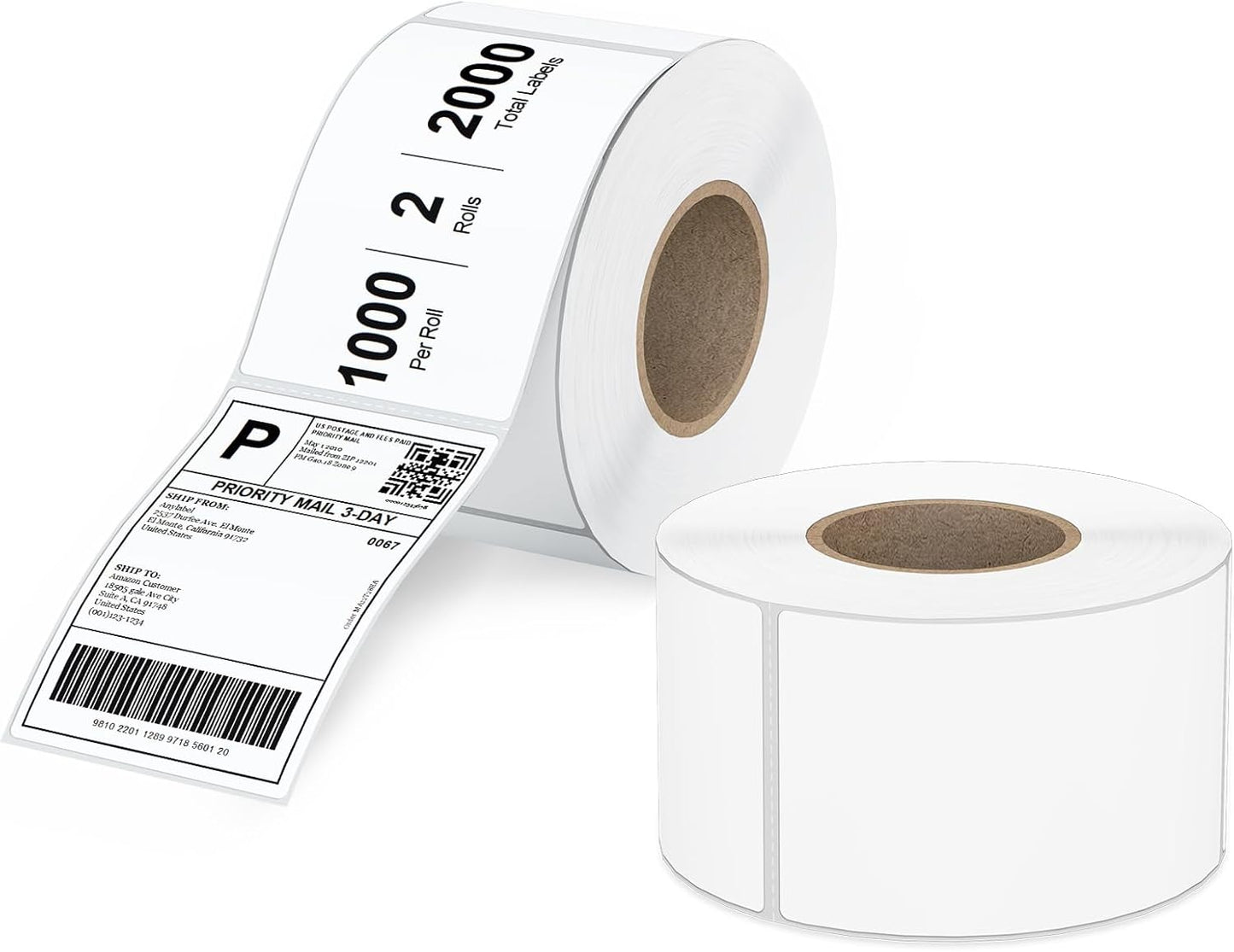 4"x 6" Multipurpose Direct Thermal Labels 3" Core Compatible for Zebra Industrial Printers Adhesive & Perforated (2 Rolls, 1000 Labels/Roll)