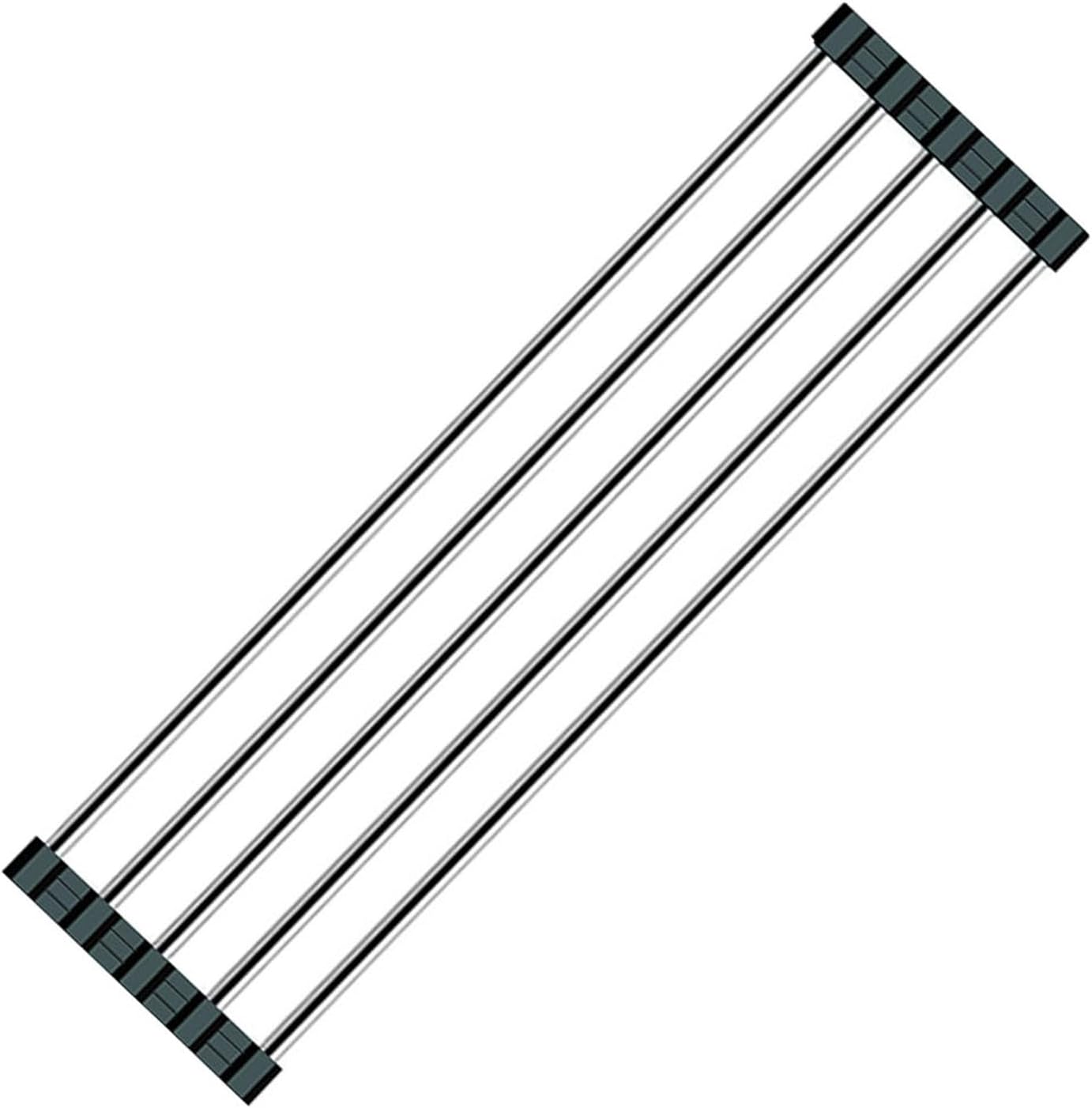 Ahyuan Roll up Dish Drying Rack Over The Sink Kitchen Roll up Sink Drying Rack Portable Dish Drainer Foldable Dish Drying Rack (Black, 17.8''X3.7'')