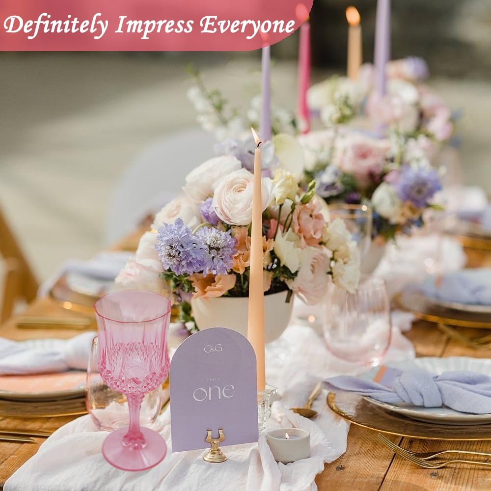 Plastic Wine Glasses，Plastic Goblets Vintage Style Cordial Drinking Glasses for Wedding Reception, Grand Event Party Supplies (24, Pink)