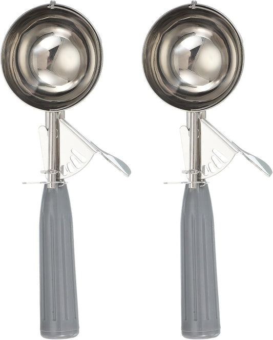 uxcell 2 Pcs Cookie Scoops, Ice Cream Scoop with Trigger for Baking Cookie Dough Rice Pudding Kitchen Gadget, Gray