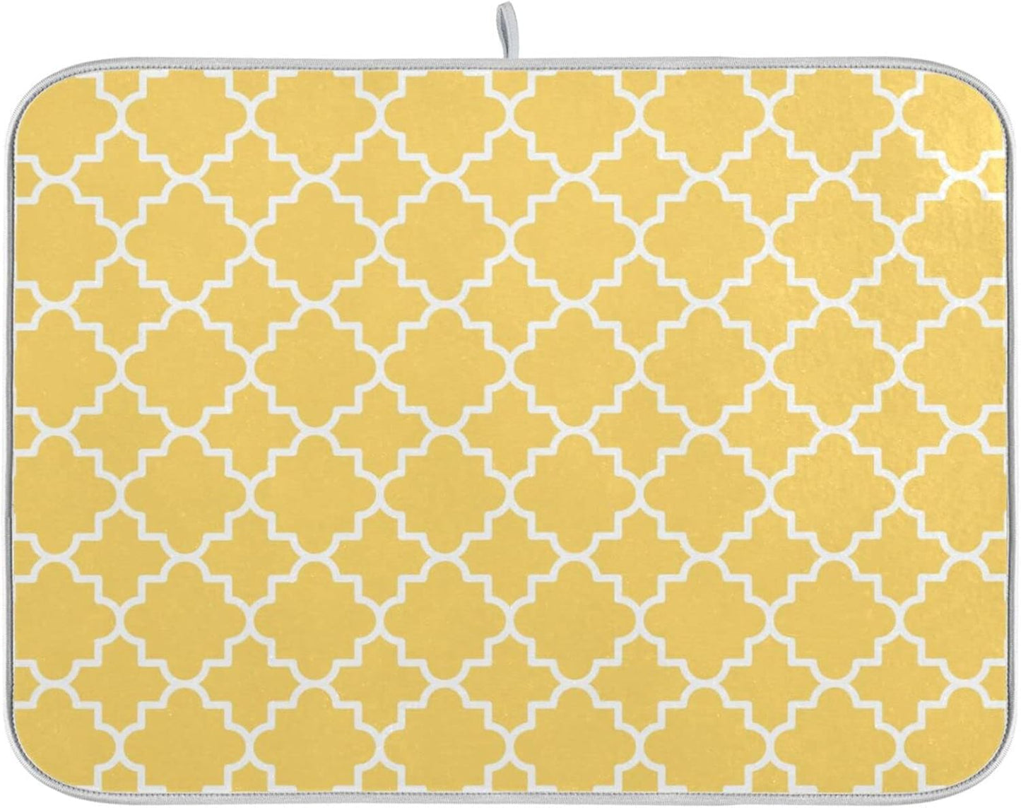 senya Super Absorbent Dish Drying Mat, Microfiber Fast-Drying Dish Mat, 16/'' x 18/'', Kitchen Dish Drying Pad, Quatrefoil Lattice Yellow Pattern, 16x18in