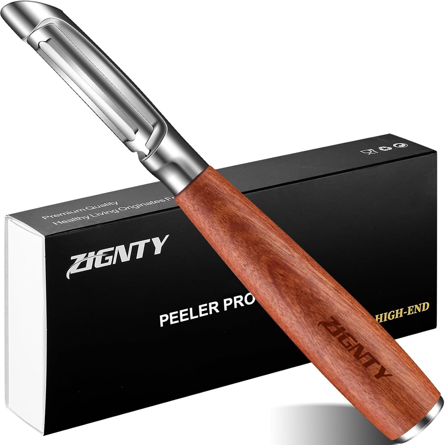 Vegetable Peeler Stainless Steel, Premium Potato Peelers for Kitchen, Ultra Sharp Rotary Blade Fruit & Veggie Peeler, Apple Peeler, I Shaped Peeler Real Wood Non-Slip Handle（5 Years Warranty）