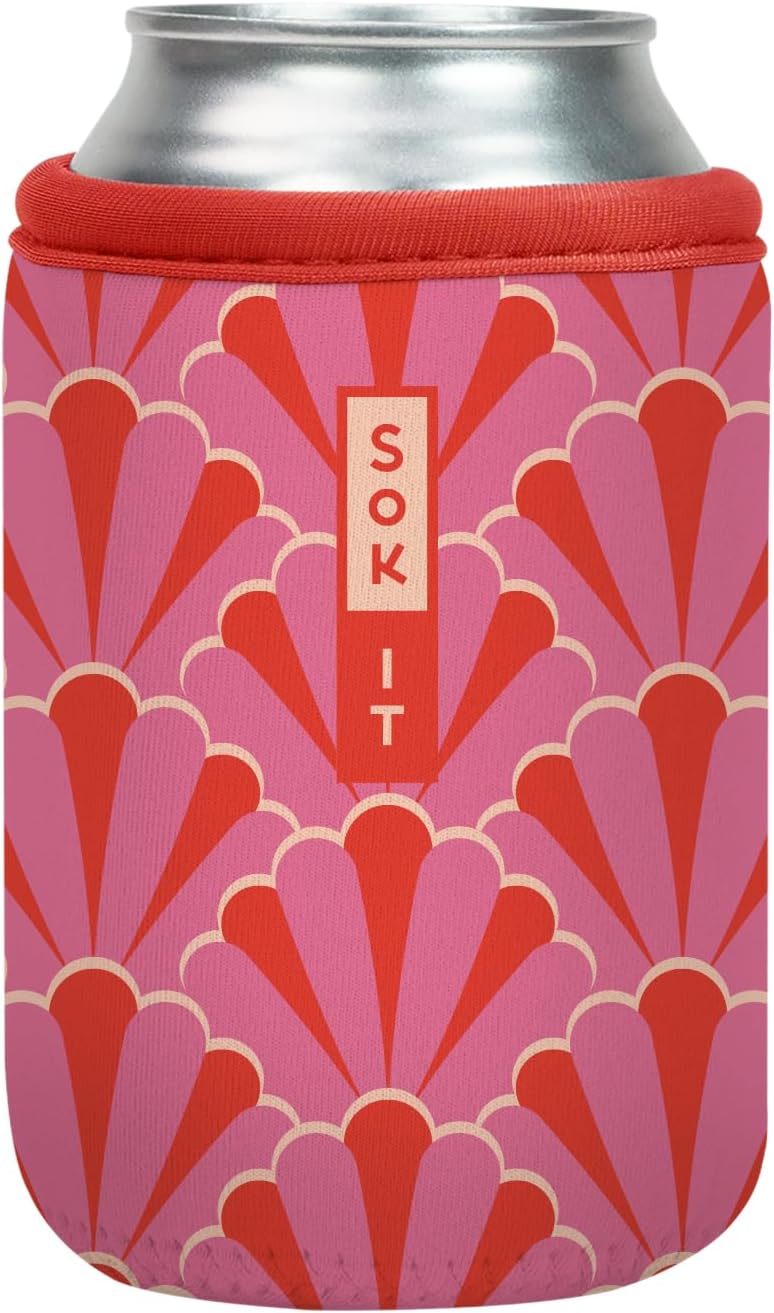 Sok It CanSok Sleeve for Beer & Soda Insulated Neoprene Cover (Pink Gatsby, 12oz Can Sleeve)