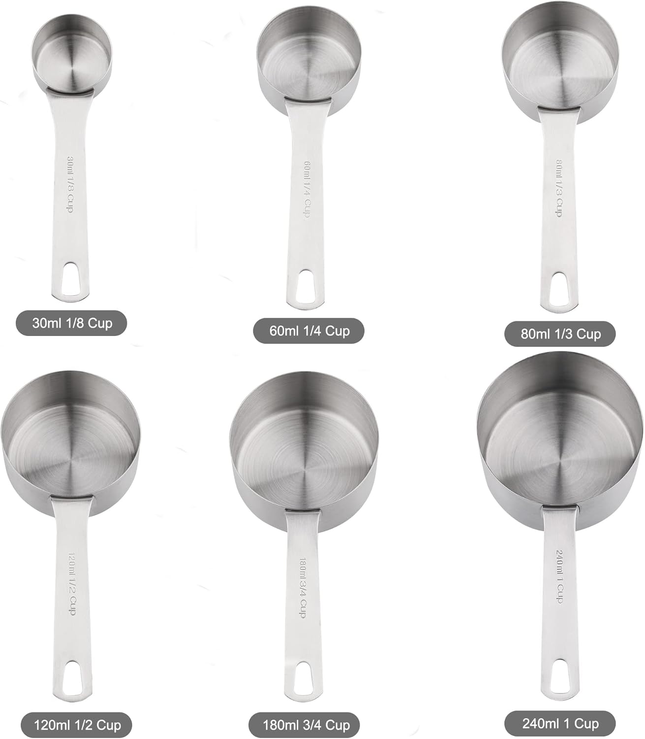 Measuring Cups and Spoons Set 15, 6 Stainless Steel Measuring Cups and 7 Spoons &1Leveler &1Magnetic Conversion Chart, Metric&US Metal Measuring Tools for Baking & Kitchen