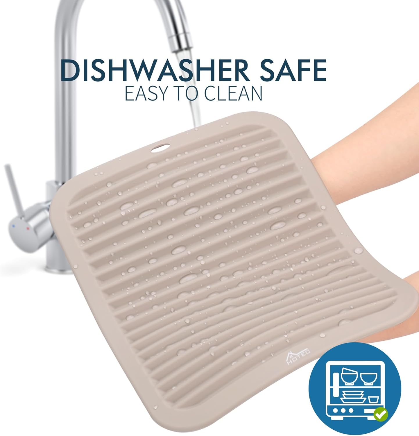 HOTEC 446℉ Heat Resistant Silicone Trivets, Hot Pot Holder Rest, Multi-Purpose Hot Pads for Kitchen Counter &Table, Set of 2, Khaki