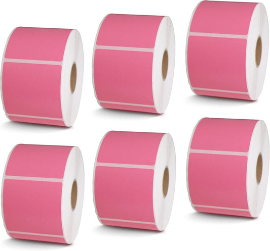 BETCKEY - 2" x 2" Square Labels Compatible with Zebra & Rollo Label Printer,Premium Adhesive & Perforated[Pink, 6 Rolls, 4500 Labels]