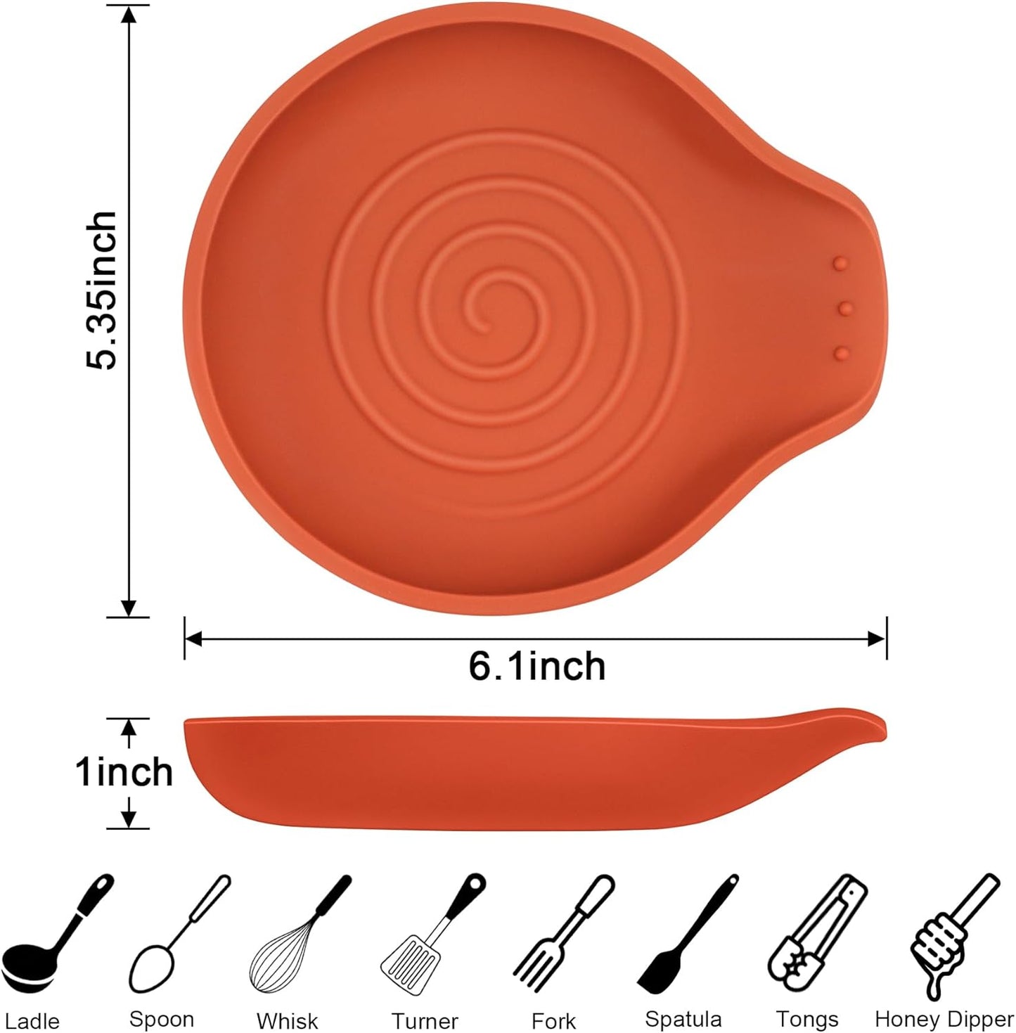 Silicone Spoon Rest for Stove Top - BPA-Free, Heat-Resistant Spoon Holder - Spoon Rest for Kitchen Counter - Large Cooking Utensil Rest for Spoons, Spatulas, Ladles or Tongs - Orange Red