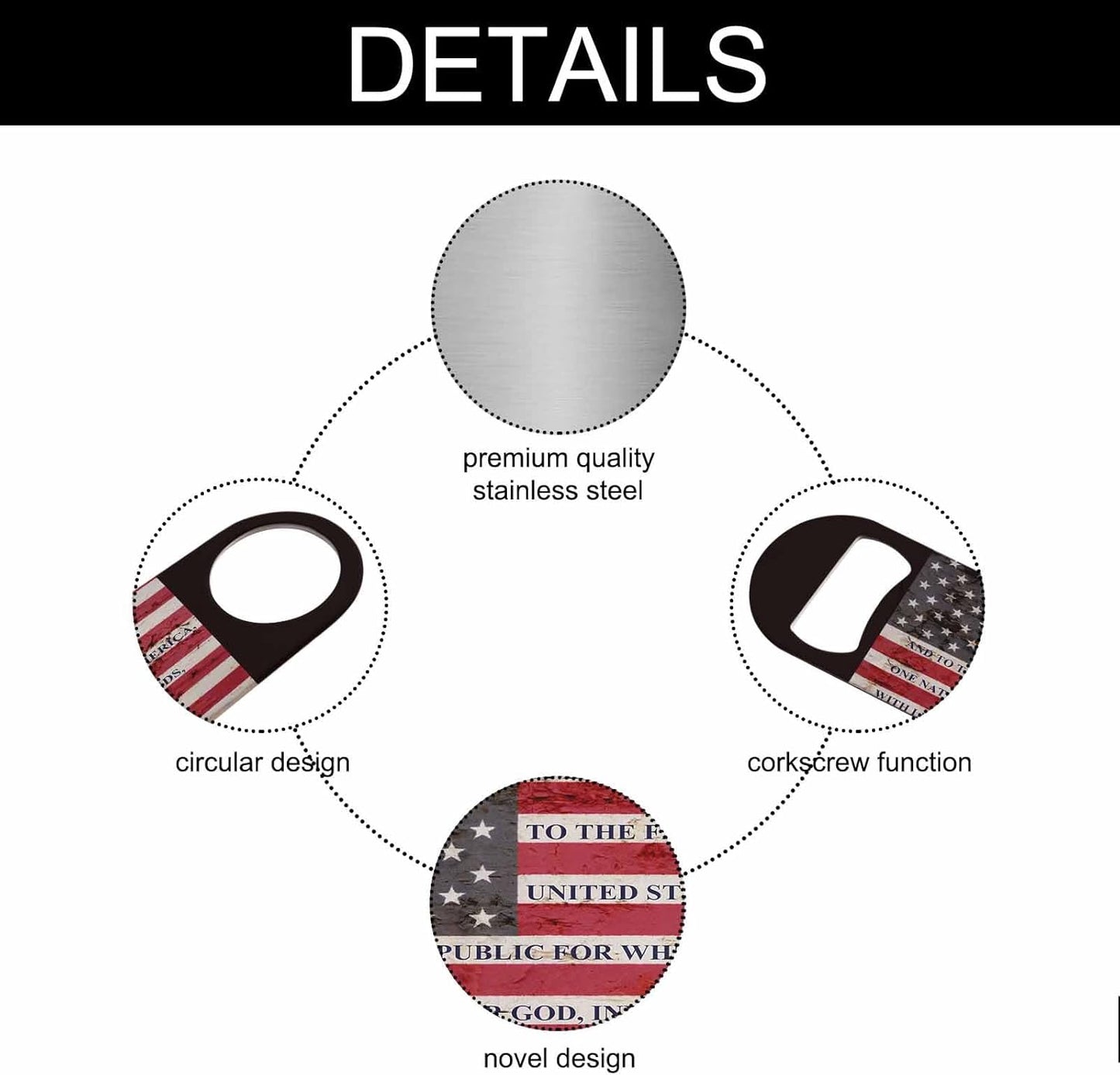 Usa Flag Stainless Steel Bottle Opener Pledge of Allegiance Written on A Weathered United States of America Flag Flat Beer Bottle Opener Keychain for Home Kitchen Bar Restaurant Party Gift