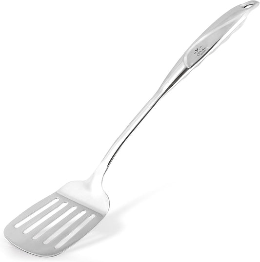 Zulay Kitchen Stainless Steel Metal Spatula – Lightweight, Strong & Durable Metal Turner – Easy to Use, Comfortable Grip, Heat Resistant & Dishwasher Safe – Perfect for Home Cooks & Chefs (14.8")