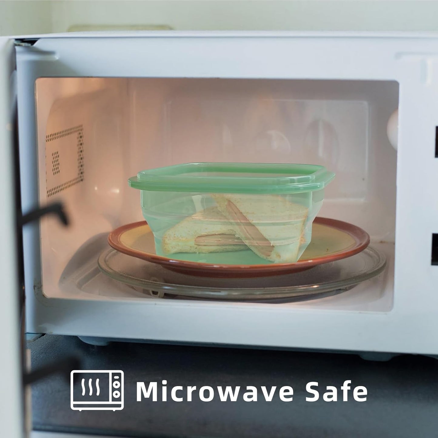 KVK 4 Pack Collapsible Food Storage Containers, Silicone Food Storage Containers With Lids, Green Reusable Collapsible Bowls For Camping, Dishwasher Safe Kitchen Supplies