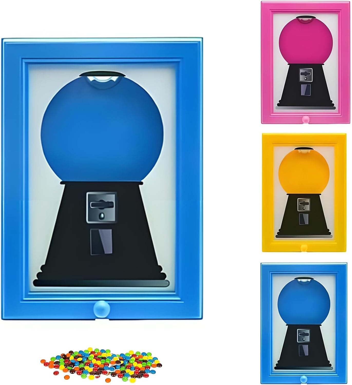 Candy Dispenser Picture Frame, Handy Candy Frame Dispenser,Hanging Machine Art For Candies, Nuts, Dog & Cat Treats, Suitable for Holiday Gifts (Blue)