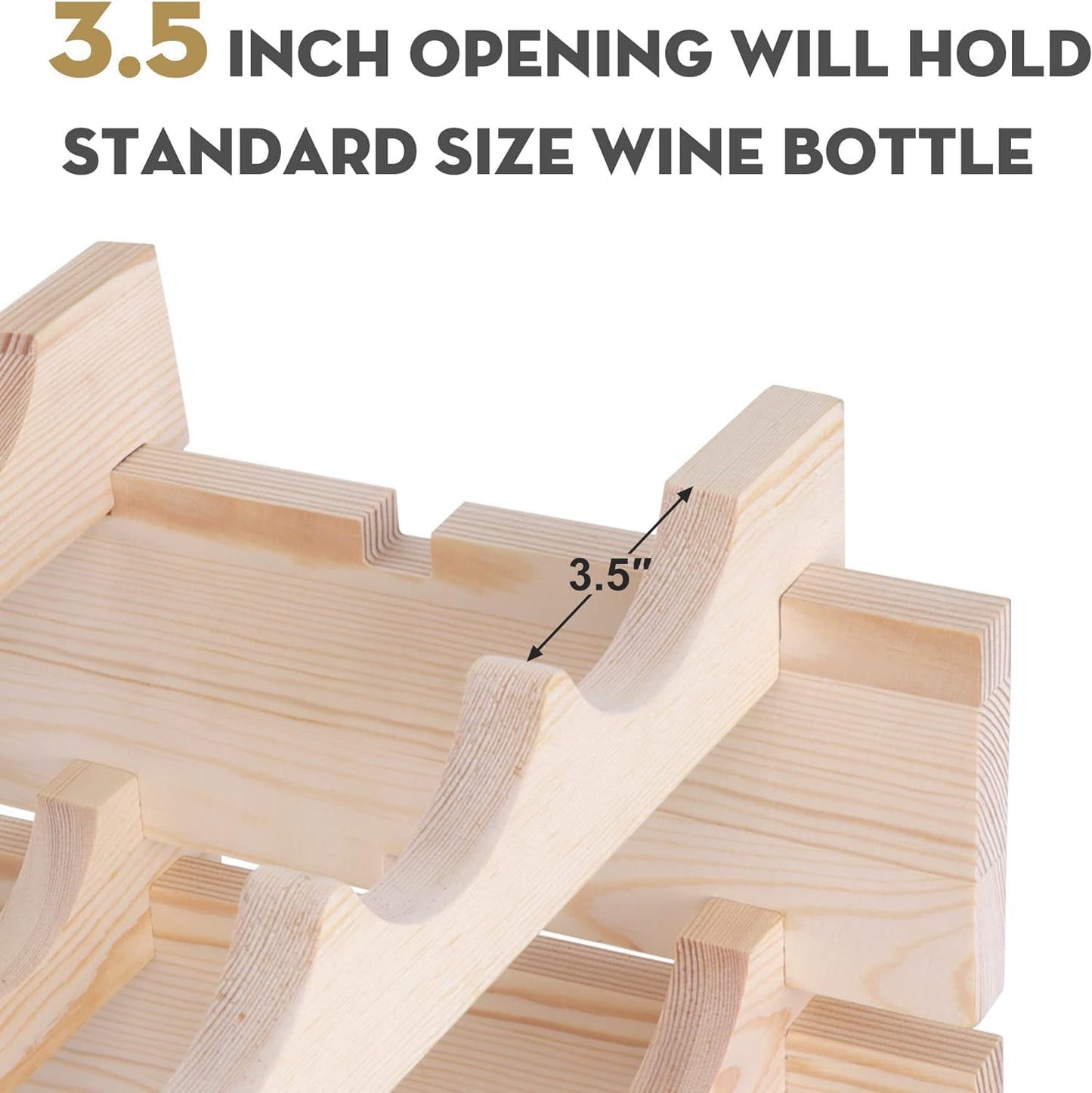 Smartxchoices 72 Bottles Stackable Modular Wine Rack, 6-Tier 72 Slots Floor Wine Storage Stand Wooden Wine Holder Display Shelves, Wobble-Free, Solid Wood, Floor Free Standing