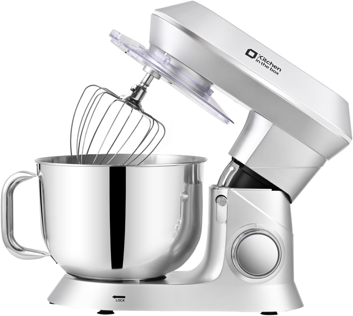 Kitchen in the box Stand Mixer, 900W 7.5QT Kitchen Electric Mixer, 6-Speed Tilt-Head Food Mixer for Baking with Dough Hook,Wire Whip,Beater (Silver)