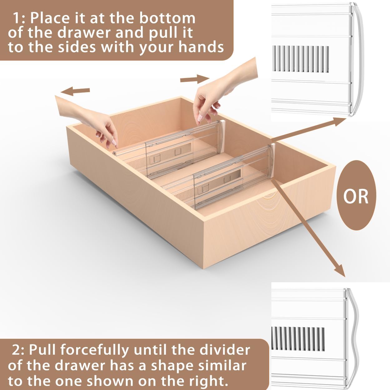 6 Pack Adjustable Drawer Dividers for Clothes,4" High Expandable From 13-22" Clear Drawer Organizers, PC Plastic Separators for Dresser/Bedroom/Bathroom/Kitchen/Office Storage