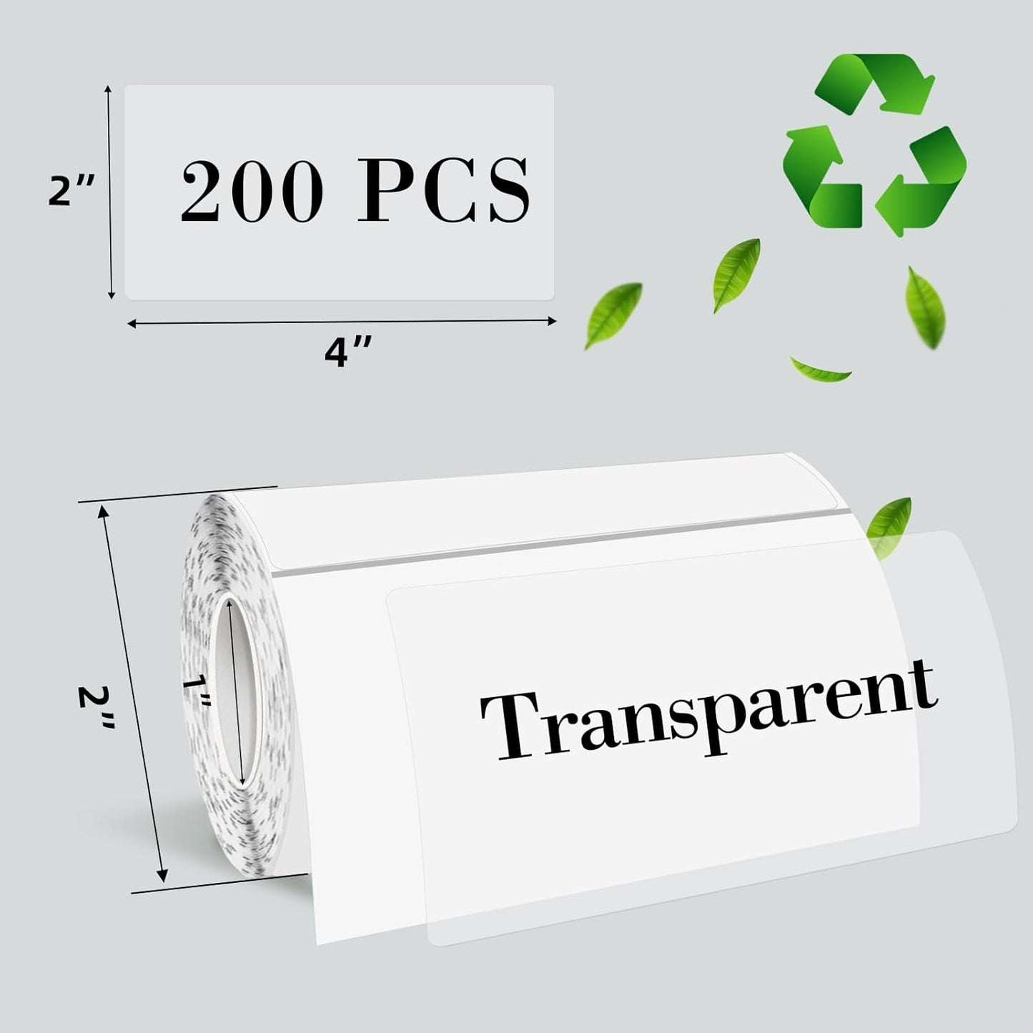 Transparent Thermal Labels Stickers 2x4 Inch, Self-Adhesive Clear Waterproof Thermals Stickers for Logo Design, Transparent Direct Thermal Labels- 200 Sheets