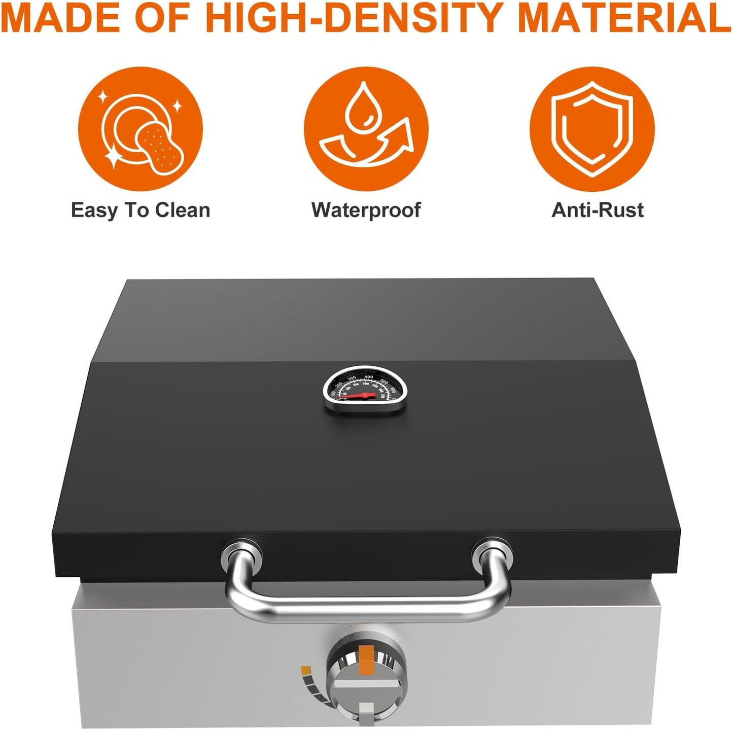 Hard Cover Hood with Temperature Gauge for Blackstone 17 inch Table Top Griddle, Hinged Lid for Blackstone 17" Front or Rear Grease Model, Black