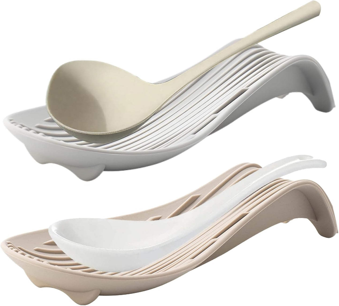 Spoon Rest, 2PCS Silicone Spoon Rest for Stove Top, spoon rest for stove top,Large Cooking Utensil Holder for Kitchen Counter, Heat-Resistant Kitchen utensil holder for Countertop