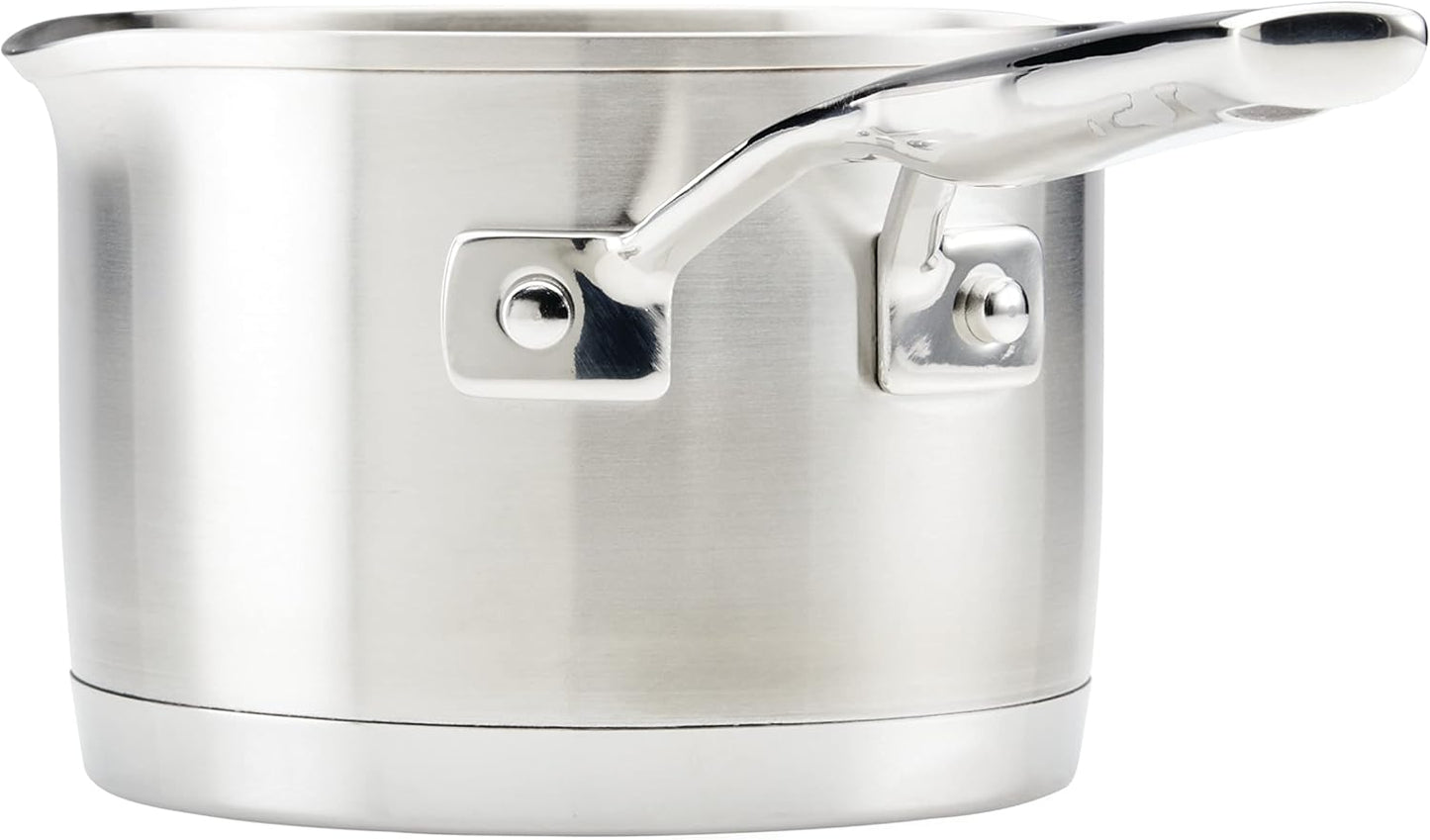 KitchenAid 71026 3-Ply Base Brushed Stainless Saucepan with Pour Spouts, 1.5 Quart -Brushed Stainless Steel