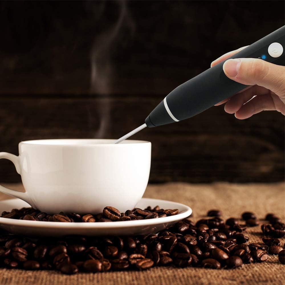 Rechargeable Foam Maker with Double Whisk, RIJAHO Upgraded 3 Speeds Frother Handheld for Milk Coffee, Latte, Matcha