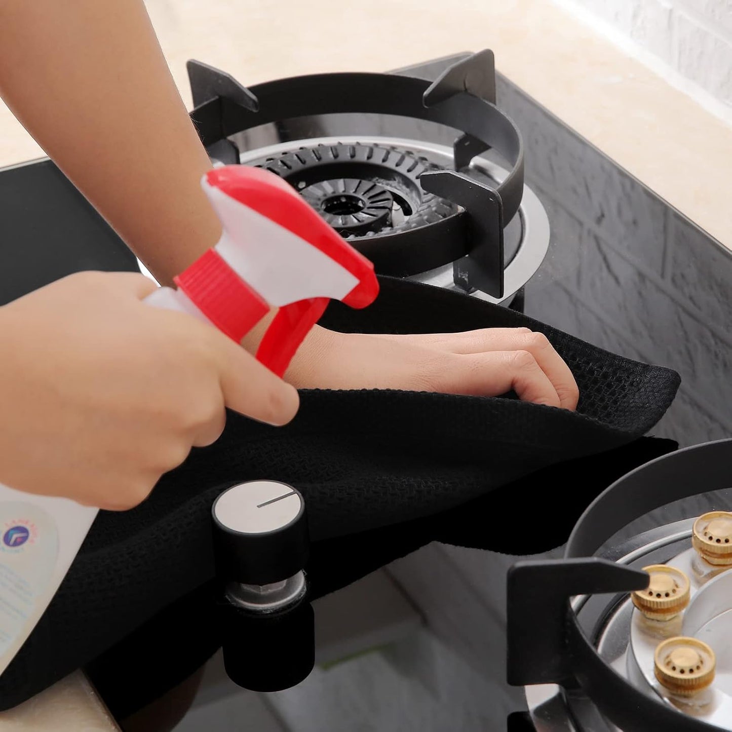 Homaxy 100% Cotton Waffle Weave Kitchen Dish Towels, Ultra Soft Absorbent Quick Drying Cleaning Towel, 13 x 28 Inches, 8-Pack, Black