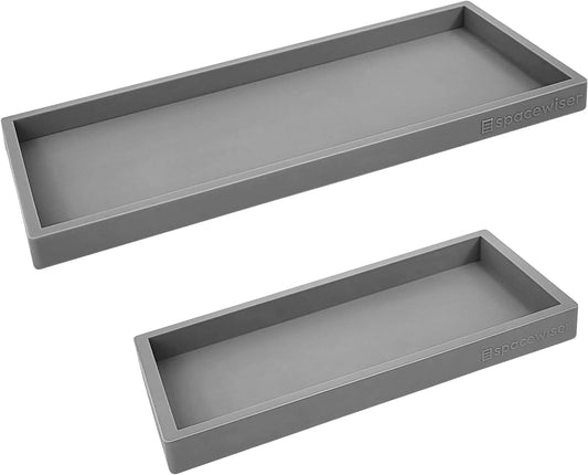 Countertop and Vanity Tray - 2 PC (11” and 7”) Shatterproof Silicone Kitchen and Bathroom Trays for Counter, Kitchen Soap Dispenser Tray, Vanity Trays for Bathroom, Perfume Key Tray