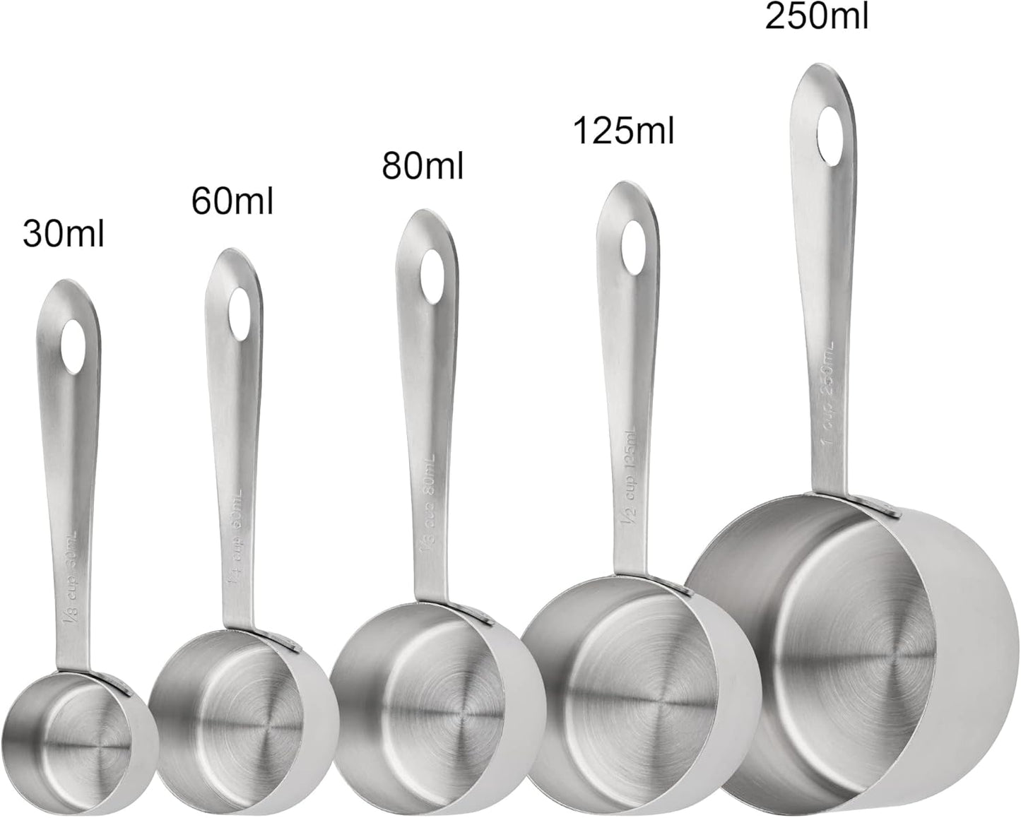 Measuring Cups Set, 18/8 Stainless Steel Measuring Cups Set 5, Metal Measuring Cups for Baking, Both Imperial & Metric Measuring Cups for Liquid and Dry, Nesting Kitchen Measuring Tools