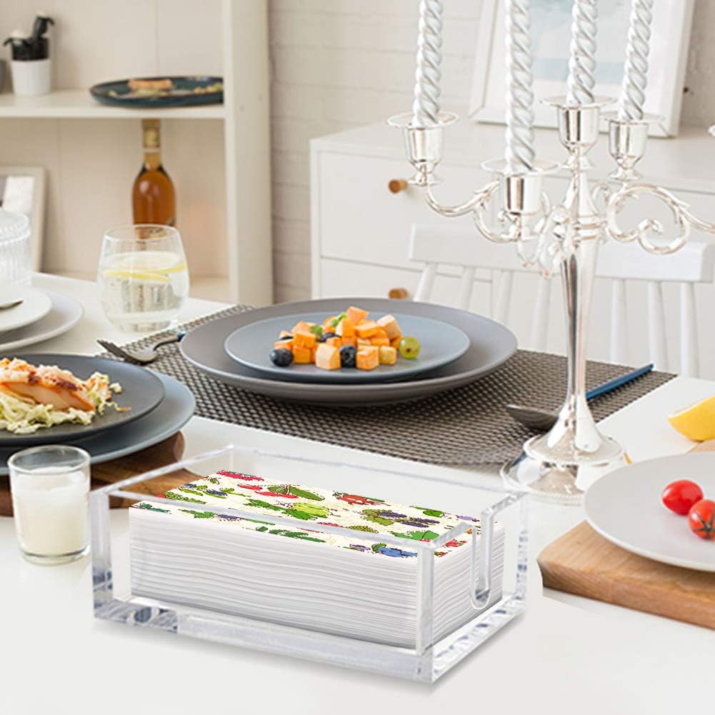 Acrylic Guest Towel Napkin Holder, 0.37Inch Thickness Clear Paper Towel Tray, Rectangle Napkin Holders for Kitchen, Dining Room, Bathroom