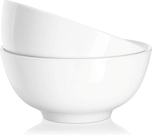 DOWAN Soup Bowls, Ramen Bowl for Noodle, 39 Ounce large Cereal Bowls for Kitchen, 7 Inches Centerpiece Bowls, Microwave and Dishwasher Safe, White