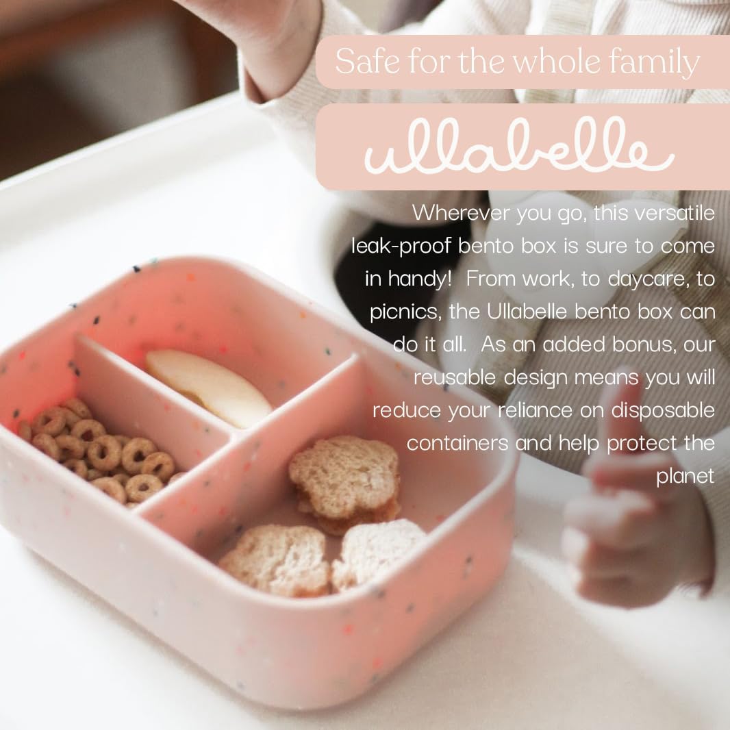 Ullabelle Leak Proof Bento Box Food-Grade Silicone Bento, BPA, Phthalate, Lead, & PVC Free - Bento Lunch Box for Daycare, Kids, & Adults - Leak Resistant Sets With Lids Snack Box Container (Lilac)