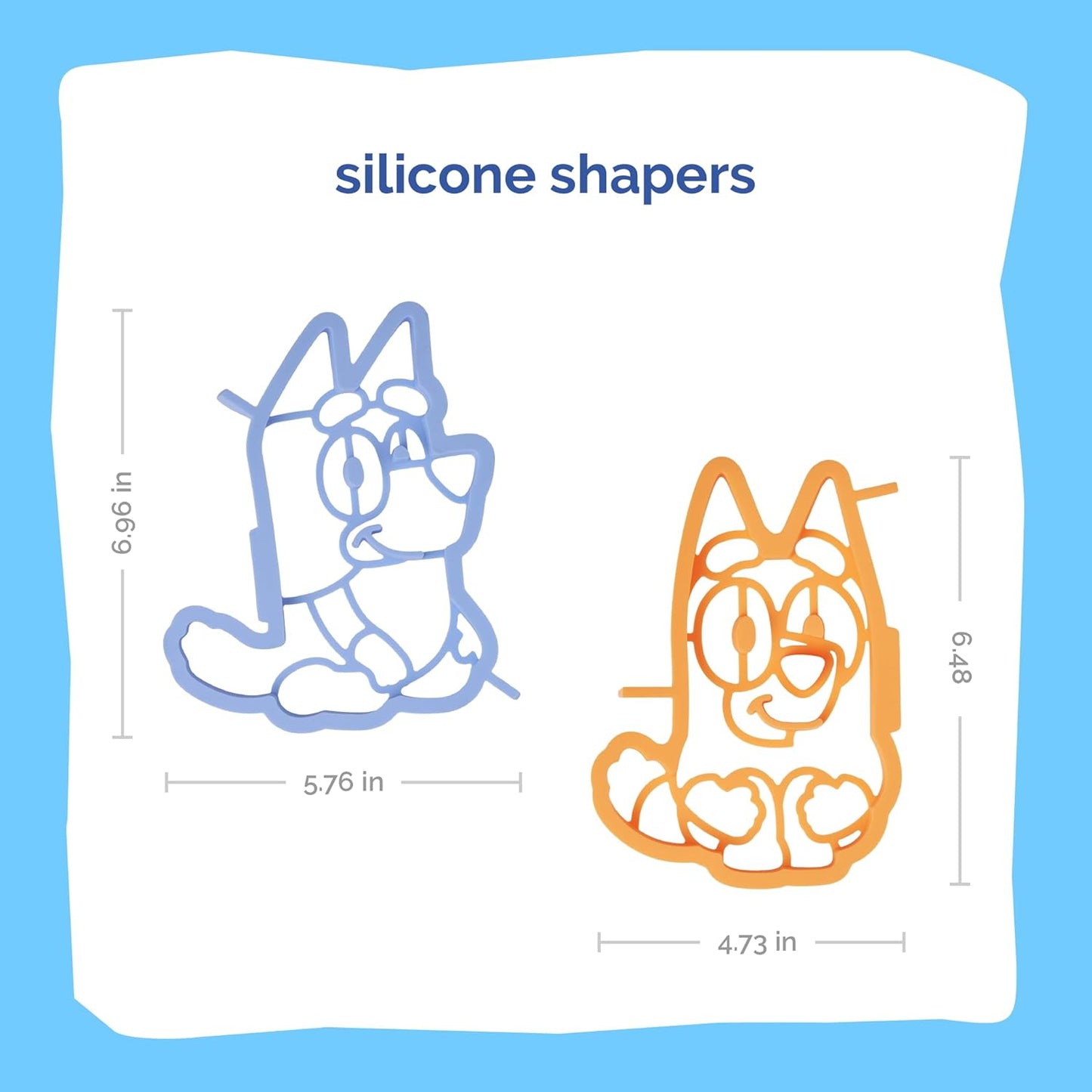 Whiskware Bluey Pancake Art Kit, 1 Batter Bottle, 2 Silicone Bluey and Bingo Pancake Molds, and 1 BlenderBall Wire Whisk, Durable, No-Mess Breakfast, BPA Free, Dishwasher Safe